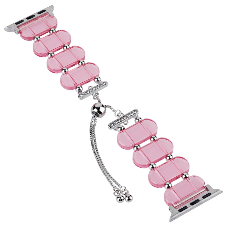 For Apple Watch Series 8 41mm Resin Retractable Chain Watch Band(Pink) - Watch Bands by PMC TechLife | Online Shopping South Africa | PMC TechLife | Buy Now Pay Later Mobicred