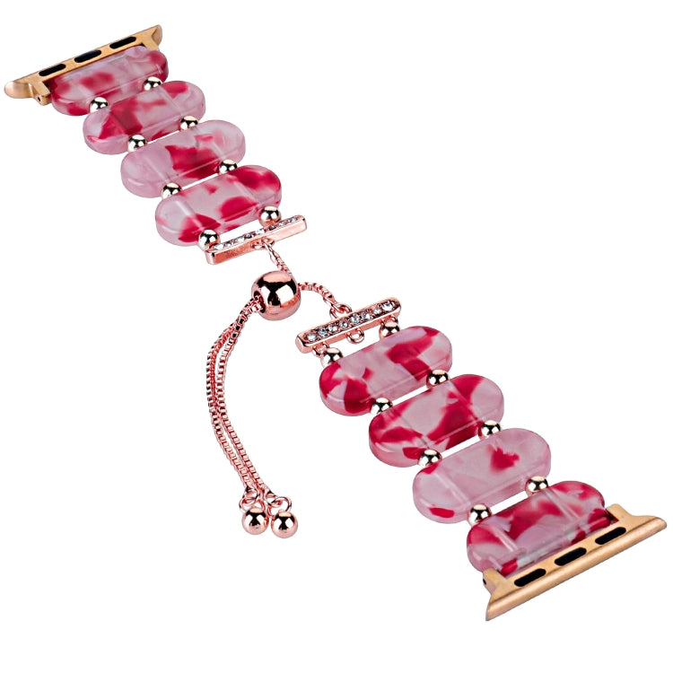 For Apple Watch Series 8 41mm Resin Retractable Chain Watch Band(Rose Red) - Watch Bands by PMC TechLife | Online Shopping South Africa | PMC TechLife
