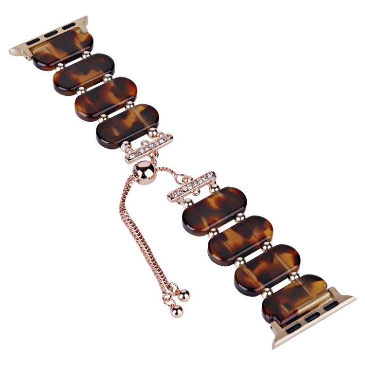 For Apple Watch Series 8 41mm Resin Retractable Chain Watch Band(Tortoiseshell) - Watch Bands by PMC TechLife | Online Shopping South Africa | PMC TechLife
