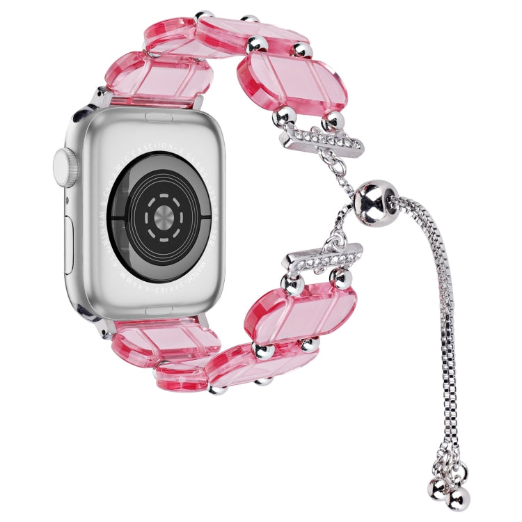 For Apple Watch Series 8 45mm Resin Retractable Chain Watch Band(Pink) - Watch Bands by PMC TechLife | Online Shopping South Africa | PMC TechLife | Buy Now Pay Later Mobicred