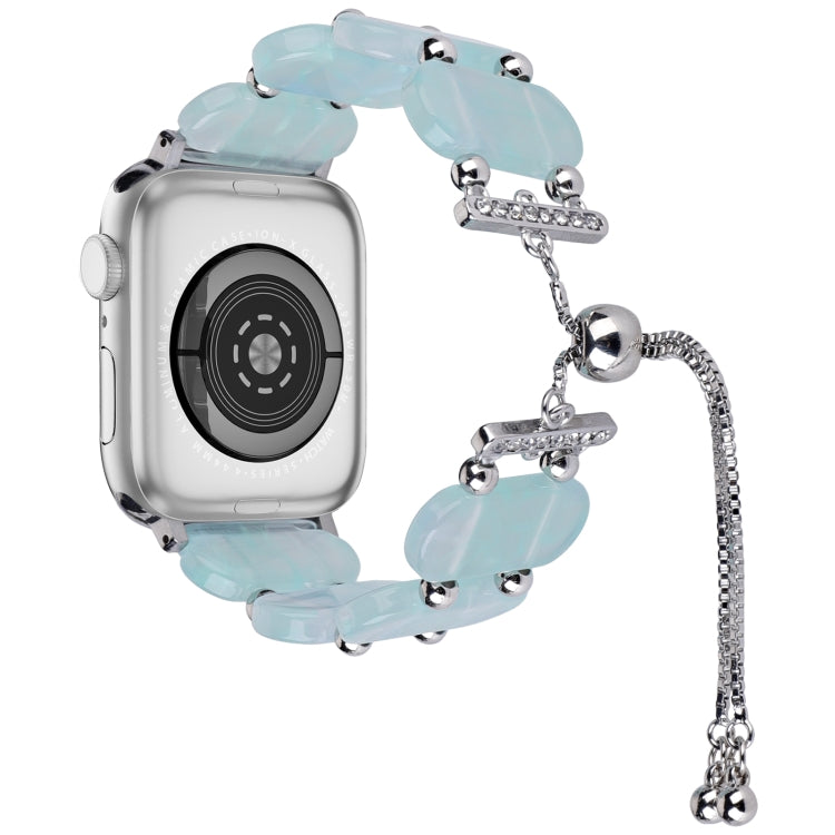 For Apple Watch Series 8 45mm Resin Retractable Chain Watch Band(Ice Blue) - Watch Bands by PMC TechLife | Online Shopping South Africa | PMC TechLife