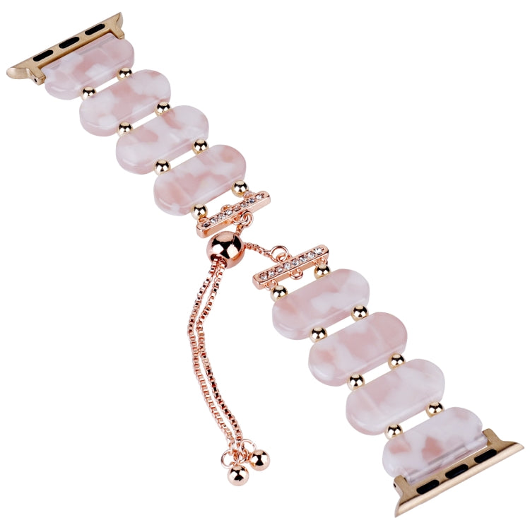 For Apple Watch SE 2022 40mm Resin Retractable Chain Watch Band(Pink Flower) - Watch Bands by PMC TechLife | Online Shopping South Africa | PMC TechLife