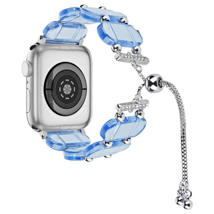 For Apple Watch Series 7 41mm Resin Retractable Chain Watch Band(Blue) - Watch Bands by PMC TechLife | Online Shopping South Africa | PMC TechLife