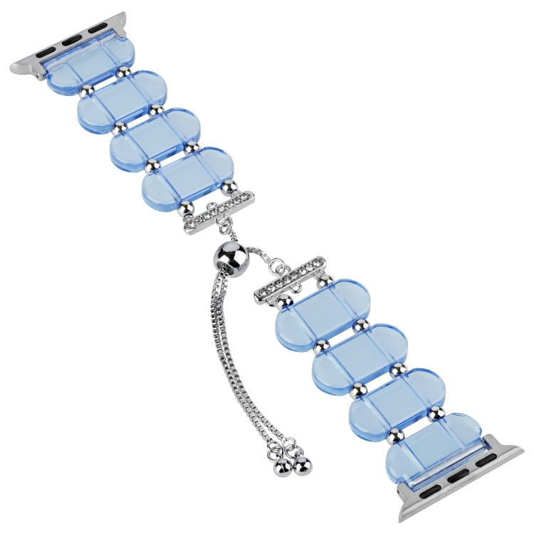 For Apple Watch Series 7 41mm Resin Retractable Chain Watch Band(Blue) - Watch Bands by PMC TechLife | Online Shopping South Africa | PMC TechLife