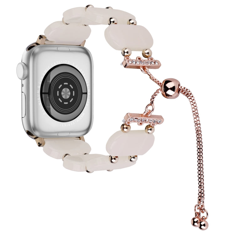 For Apple Watch Series 7 41mm Resin Retractable Chain Watch Band(Mermaid Pink) - Watch Bands by PMC TechLife | Online Shopping South Africa | PMC TechLife