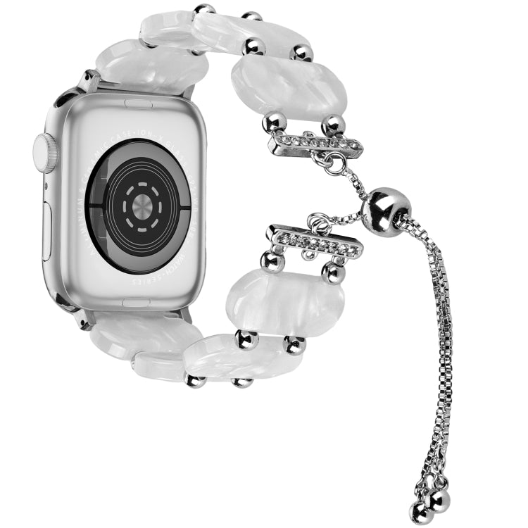 For Apple Watch Series 7 45mm Resin Retractable Chain Watch Band(Pearl White) - Watch Bands by PMC TechLife | Online Shopping South Africa | PMC TechLife