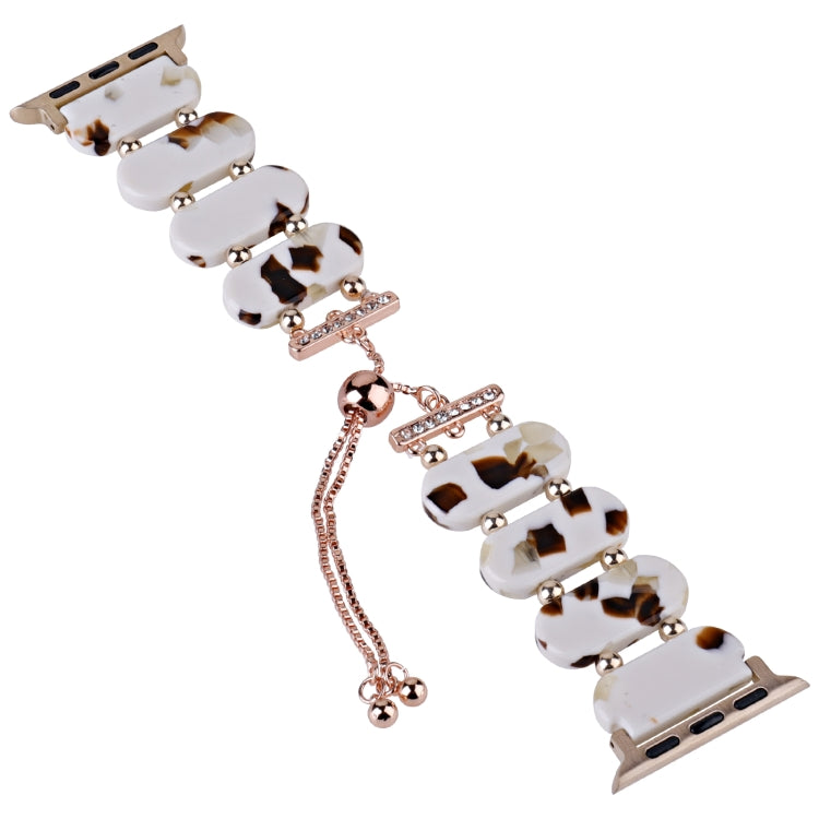 For Apple Watch SE 44mm Resin Retractable Chain Watch Band(Nougat) - Watch Bands by PMC TechLife | Online Shopping South Africa | PMC TechLife