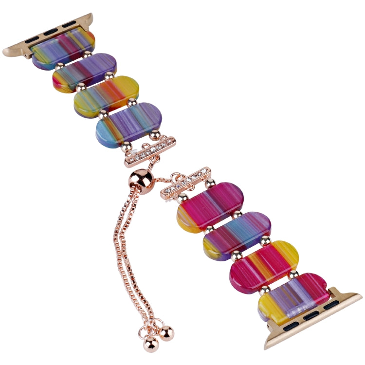 For Apple Watch Series 6 44mm Resin Retractable Chain Watch Band(Rainbow) - Watch Bands by PMC TechLife | Online Shopping South Africa | PMC TechLife