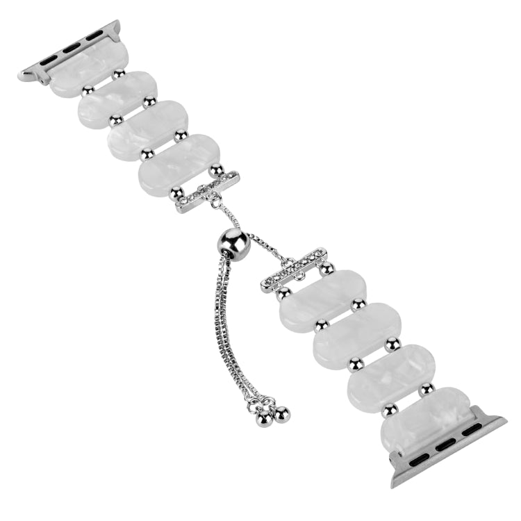 For Apple Watch Series 4 44mm Resin Retractable Chain Watch Band(Pearl White) - Watch Bands by PMC TechLife | Online Shopping South Africa | PMC TechLife