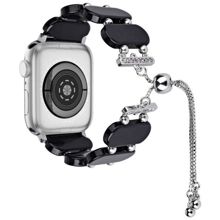 For Apple Watch Series 2 42mm Resin Retractable Chain Watch Band(Black) - Watch Bands by PMC TechLife | Online Shopping South Africa | PMC TechLife