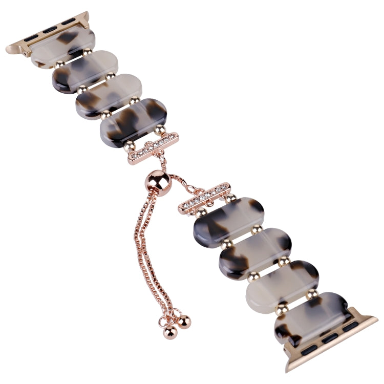 For Apple Watch Series 2 38mm Resin Retractable Chain Watch Band(Brown White) - Watch Bands by PMC TechLife | Online Shopping South Africa | PMC TechLife