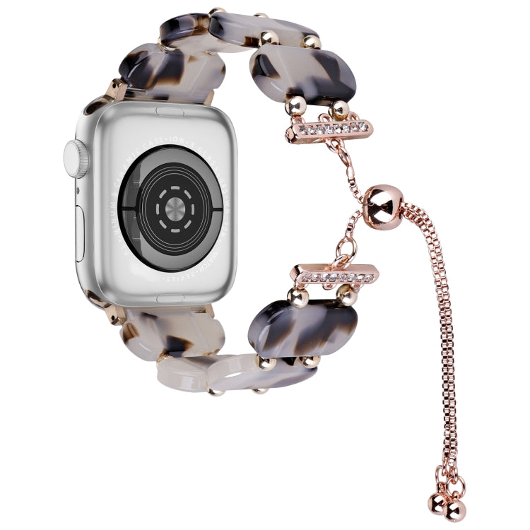 For Apple Watch 42mm Resin Retractable Chain Watch Band(Brown White) - Watch Bands by PMC TechLife | Online Shopping South Africa | PMC TechLife