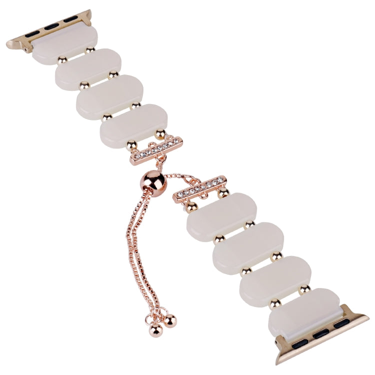 For Apple Watch 42mm Resin Retractable Chain Watch Band(Mermaid Pink) - Watch Bands by PMC TechLife | Online Shopping South Africa | PMC TechLife