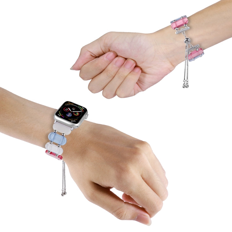 For Apple Watch SE 40mm Resin Retractable Chain Watch Band(Mermaid Pink) - Watch Bands by PMC TechLife | Online Shopping South Africa | PMC TechLife