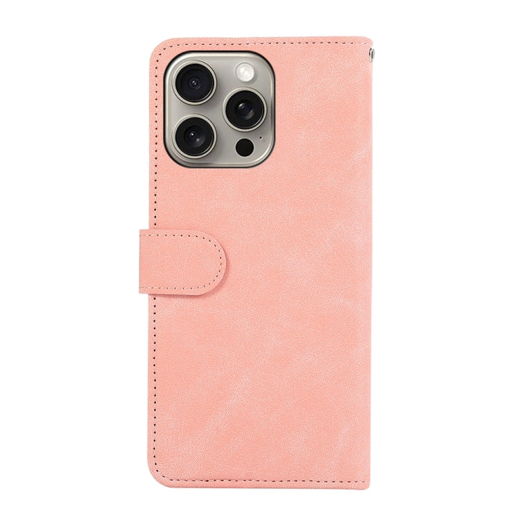 For iPhone 16 Pro Max ABEEL Color Block Magnetic RFID Leather Phone Case(Pink-Cyan) - iPhone 16 Pro Max Cases by PMC TechLife | Online Shopping South Africa | PMC TechLife | Buy Now Pay Later Mobicred