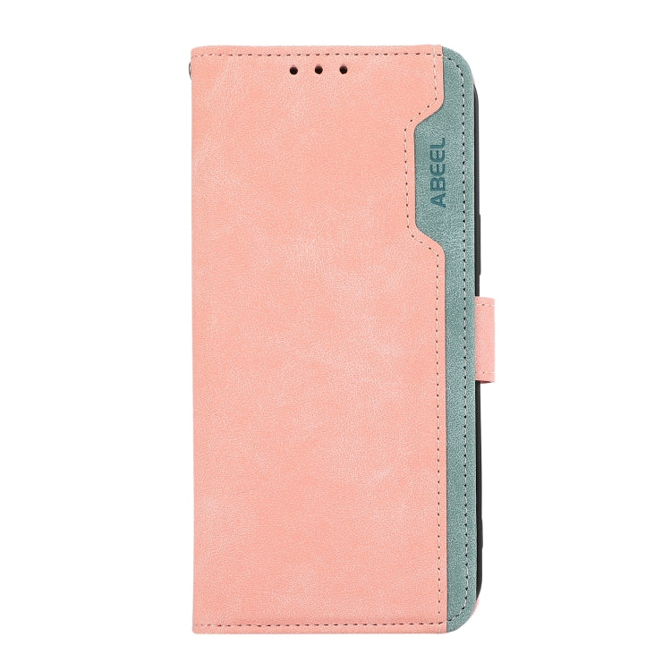 For iPhone 16 Pro ABEEL Color Block Magnetic RFID Leather Phone Case(Pink-Cyan) - free shipping - PMC TechLife - Order now!