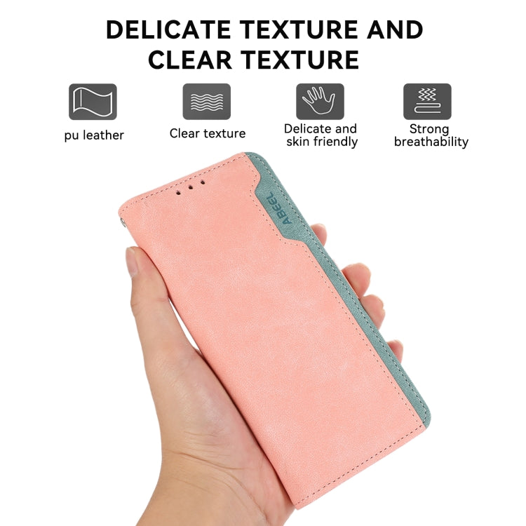 For iPhone 16 ABEEL Color Block Magnetic RFID Leather Phone Case(Pink-Cyan) - free shipping - PMC TechLife - Order now!