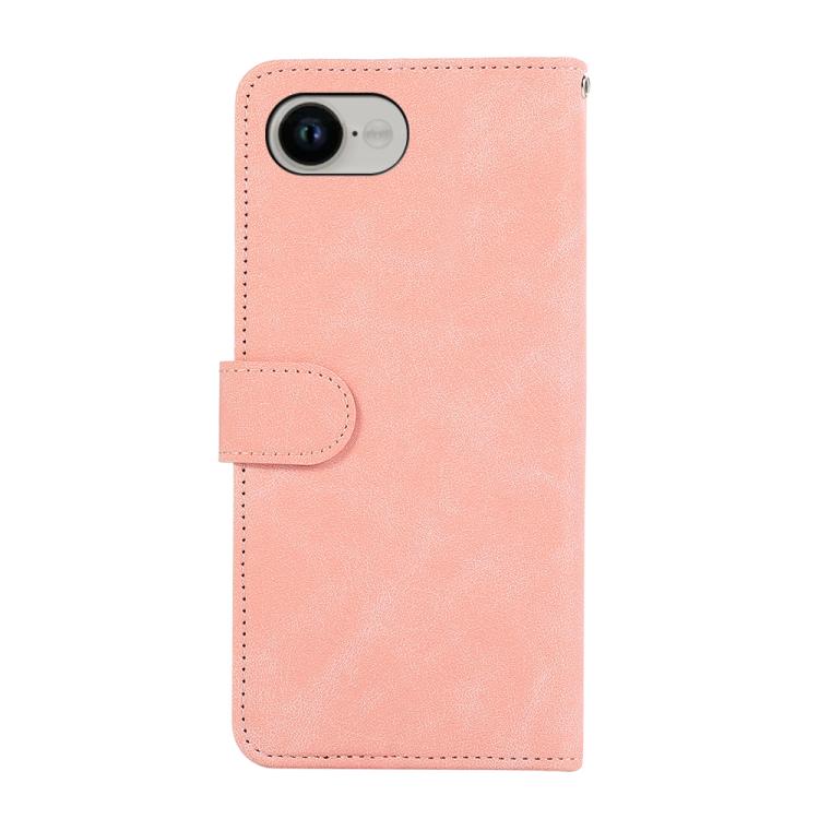 For iPhone 16e ABEEL Color Block Magnetic RFID Leather Phone Case(Pink-Cyan) - iPhone 16e Cases by PMC TechLife | Online Shopping South Africa | PMC TechLife | Buy Now Pay Later Mobicred
