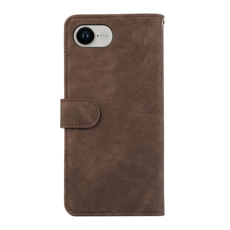 For iPhone 16e ABEEL Color Block Magnetic RFID Leather Phone Case(Brown-Blue) - iPhone 16e Cases by PMC TechLife | Online Shopping South Africa | PMC TechLife | Buy Now Pay Later Mobicred