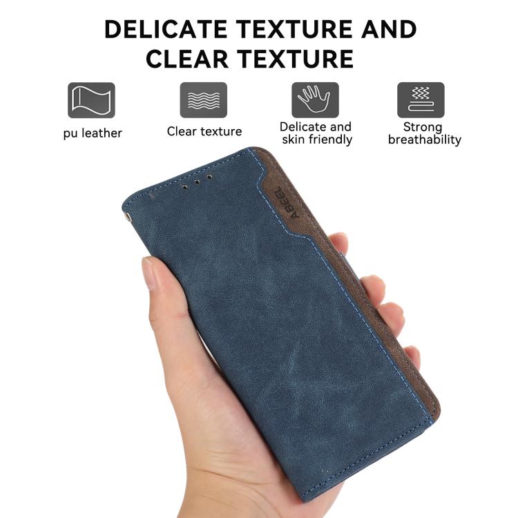 For iPhone 17 ABEEL Color Block Magnetic RFID Leather Phone Case(Blue-Brown) - free shipping - PMc TechLife - Order now!