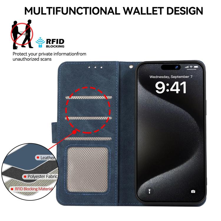 For iPhone 17 ABEEL Color Block Magnetic RFID Leather Phone Case(Blue-Brown) - free shipping - PMc TechLife - Order now!