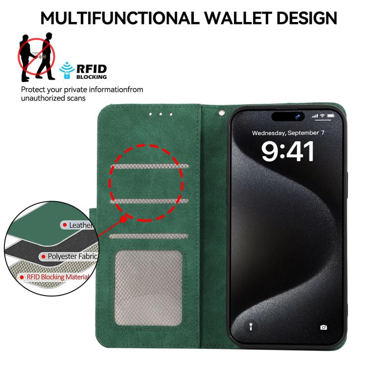 For iPhone 17 ABEEL Color Block Magnetic RFID Leather Phone Case(Green-Black) - free shipping - PMc TechLife - Order now!