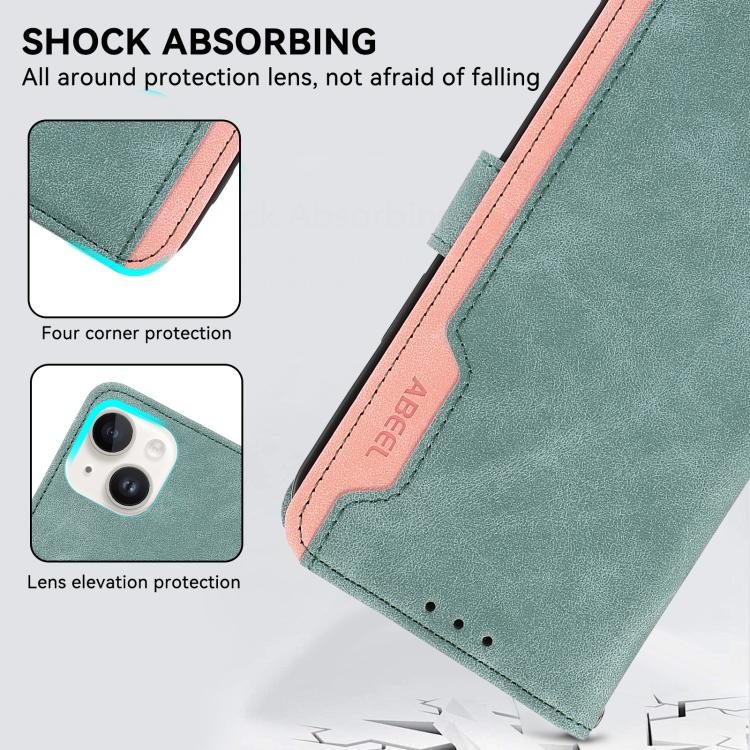 For iPhone 17 ABEEL Color Block Magnetic RFID Leather Phone Case(Cyan-Pink) - free shipping - PMc TechLife - Order now!