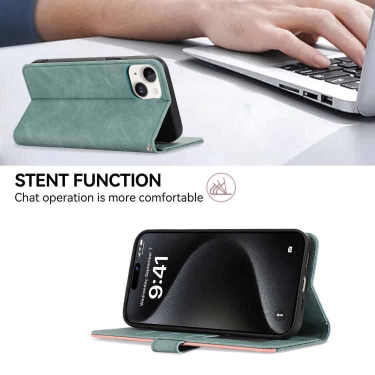 For iPhone 17 ABEEL Color Block Magnetic RFID Leather Phone Case(Cyan-Pink) - free shipping - PMc TechLife - Order now!
