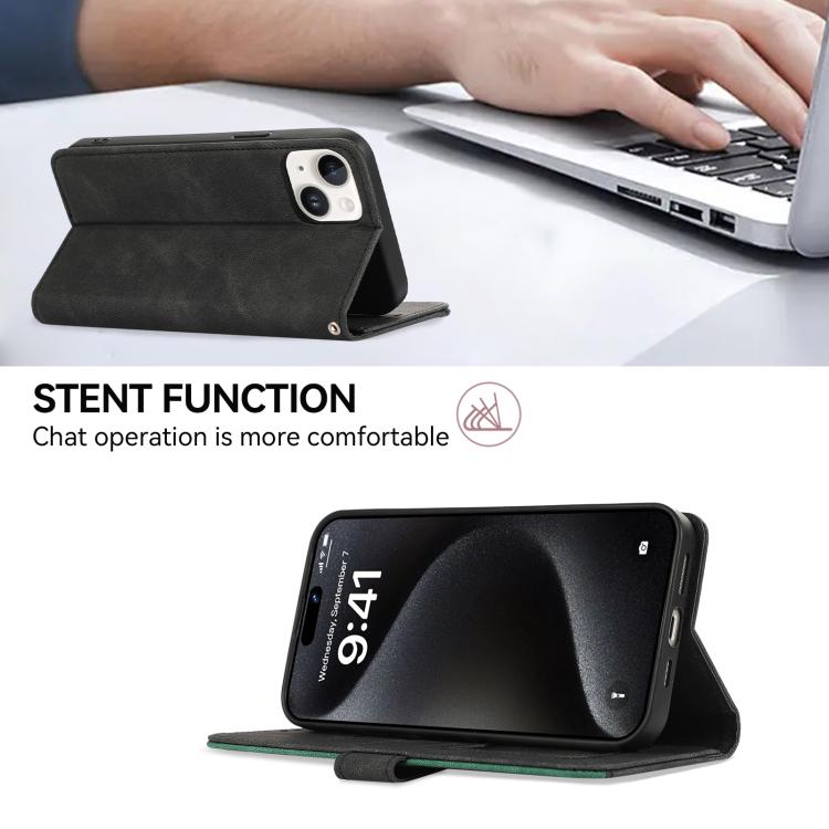 For iPhone 17 Air ABEEL Color Block Magnetic RFID Leather Phone Case(Black-Green) - free shipping - PMc TechLife - Order now!