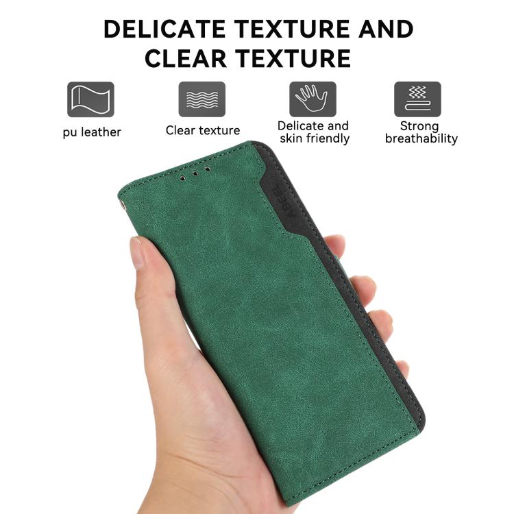 For iPhone 17 Air ABEEL Color Block Magnetic RFID Leather Phone Case(Green-Black) - free shipping - PMc TechLife - Order now!