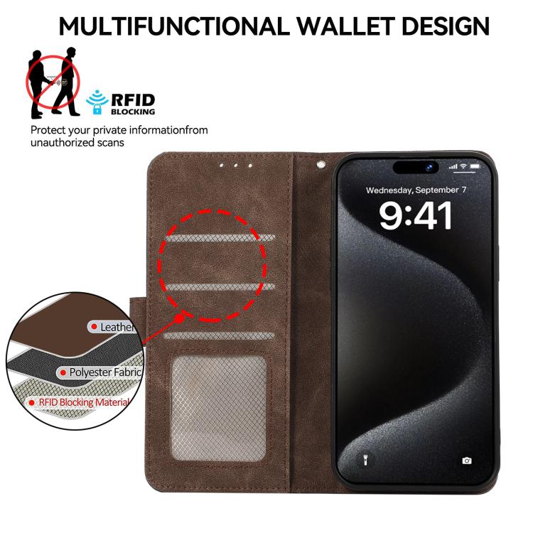 For iPhone 17 Air ABEEL Color Block Magnetic RFID Leather Phone Case(Brown-Blue) - free shipping - PMc TechLife - Order now!