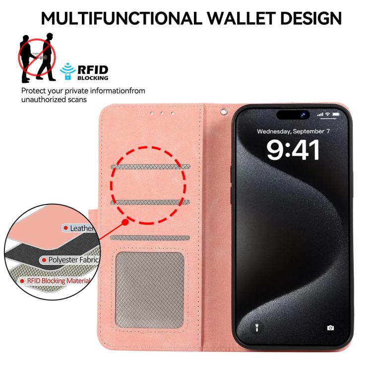 For iPhone 17 Pro Max ABEEL Color Block Magnetic RFID Leather Phone Case(Pink-Cyan) - free shipping - PMc TechLife - Order now!