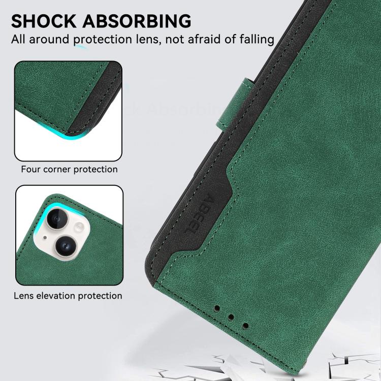 For iPhone 17 Pro Max ABEEL Color Block Magnetic RFID Leather Phone Case(Green-Black) - free shipping - PMc TechLife - Order now!