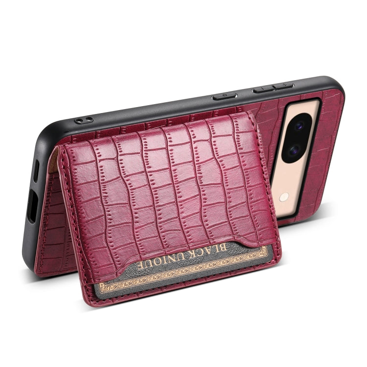 For Google Pixel 8a Crocodile Texture Card Bag Design Full Coverage Phone Case(Red) - Google Cases by PMC TechLife | Online Shopping South Africa | PMC TechLife | Buy Now Pay Later Mobicred