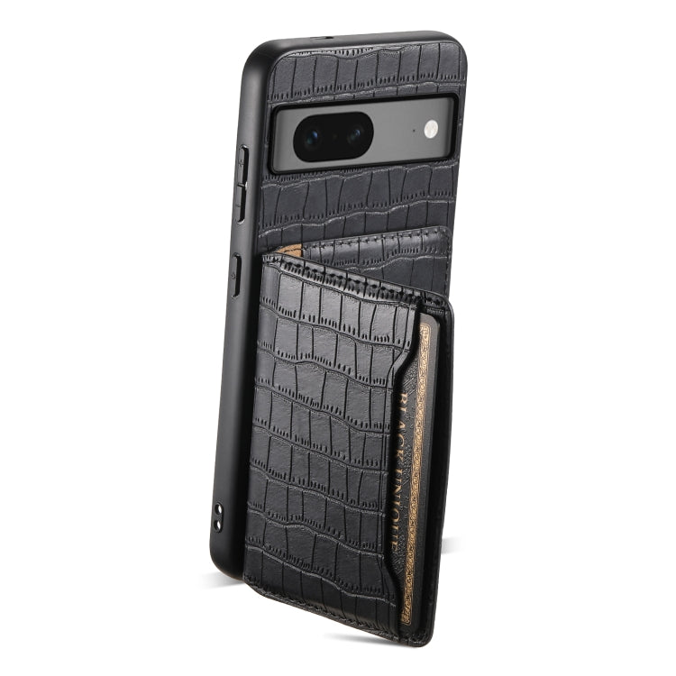 For Google Pixel 7 5G Crocodile Texture Card Bag Design Full Coverage Phone Case(Black) - Google Cases by PMC TechLife | Online Shopping South Africa | PMC TechLife | Buy Now Pay Later Mobicred
