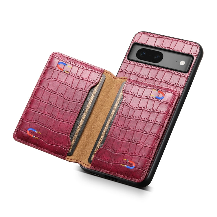 For Google Pixel 7 5G Crocodile Texture Card Bag Design Full Coverage Phone Case(Red) - Google Cases by PMC TechLife | Online Shopping South Africa | PMC TechLife | Buy Now Pay Later Mobicred