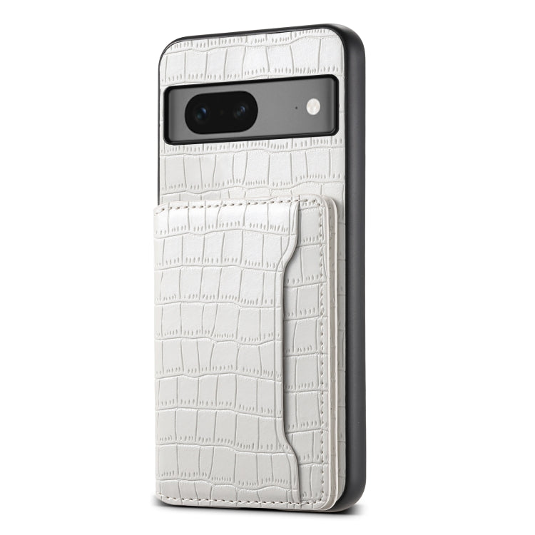 For Google Pixel 7 5G Crocodile Texture Card Bag Design Full Coverage Phone Case(White) - Google Cases by PMC TechLife | Online Shopping South Africa | PMC TechLife | Buy Now Pay Later Mobicred