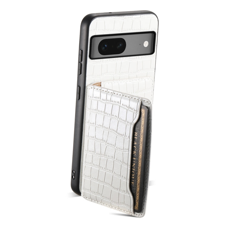 For Google Pixel 7 5G Crocodile Texture Card Bag Design Full Coverage Phone Case(White) - Google Cases by PMC TechLife | Online Shopping South Africa | PMC TechLife | Buy Now Pay Later Mobicred