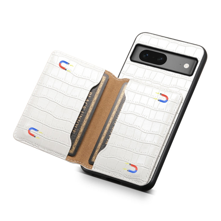 For Google Pixel 7 5G Crocodile Texture Card Bag Design Full Coverage Phone Case(White) - Google Cases by PMC TechLife | Online Shopping South Africa | PMC TechLife | Buy Now Pay Later Mobicred