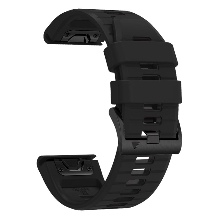 For Garmin Fenix 7 Pro 22mm Solid Color Steel Buckle Silicone Quick Release Watch Band(Black) - Watch Bands by PMC TechLife | Online Shopping South Africa | PMC TechLife