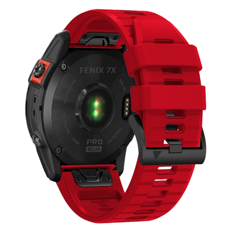 For Garmin Fenix 7 Pro 22mm Solid Color Steel Buckle Silicone Quick Release Watch Band(Red) - Watch Bands by PMC TechLife | Online Shopping South Africa | PMC TechLife