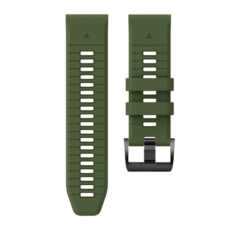 For Garmin Fenix 7 Pro 22mm Solid Color Steel Buckle Silicone Quick Release Watch Band(Army Green) - Watch Bands by PMC TechLife | Online Shopping South Africa | PMC TechLife
