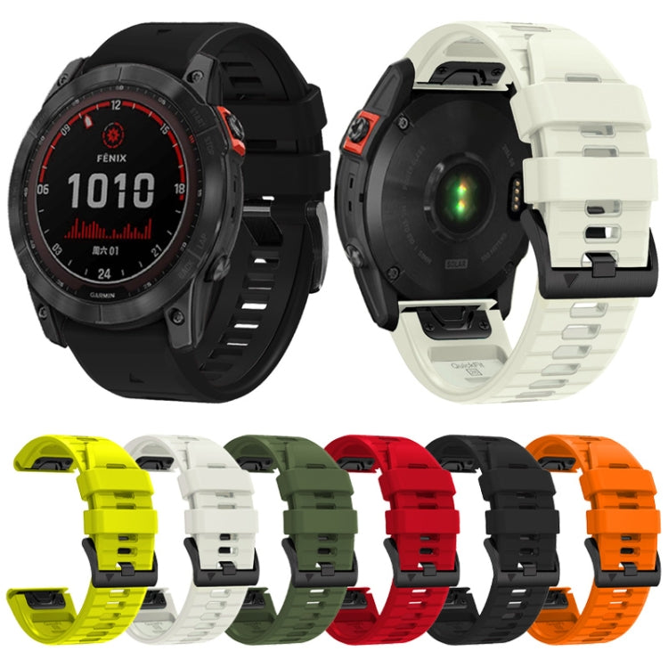 For Garmin Fenix 7 Pro 22mm Solid Color Steel Buckle Silicone Quick Release Watch Band(Army Green) - Watch Bands by PMC TechLife | Online Shopping South Africa | PMC TechLife