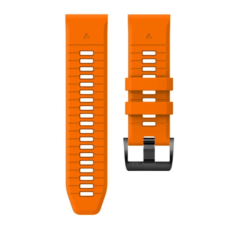 For Garmin Fenix 7X 26mm Solid Color Steel Buckle Silicone Quick Release Watch Band(Orange) - Watch Bands by PMC TechLife | Online Shopping South Africa | PMC TechLife