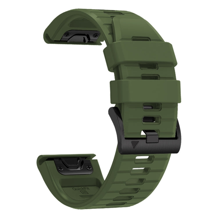 For Garmin Fenix 7X 26mm Solid Color Steel Buckle Silicone Quick Release Watch Band(Army Green) - Watch Bands by PMC TechLife | Online Shopping South Africa | PMC TechLife