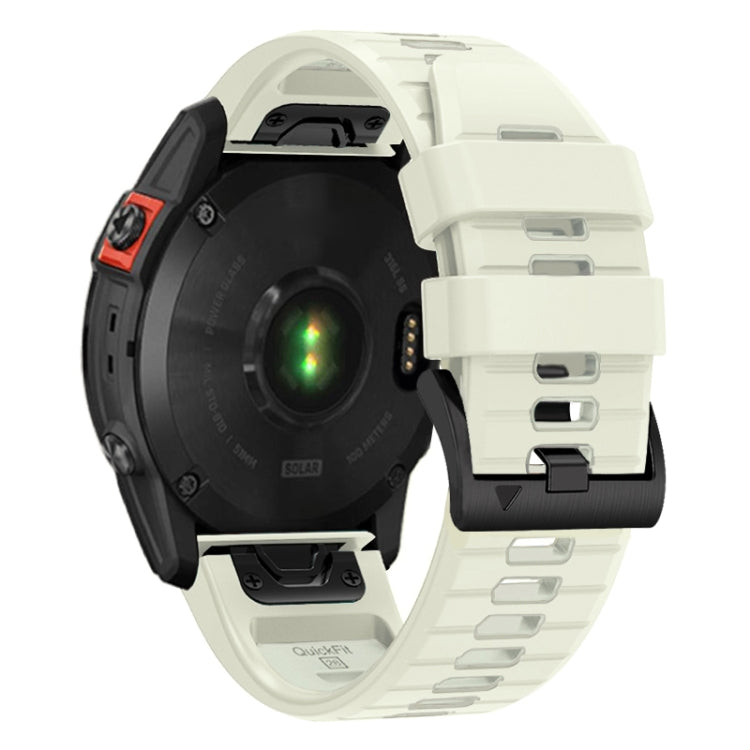 For Garmin Fenix 7X 26mm Solid Color Steel Buckle Silicone Quick Release Watch Band(Creamy White) - Watch Bands by PMC TechLife | Online Shopping South Africa | PMC TechLife