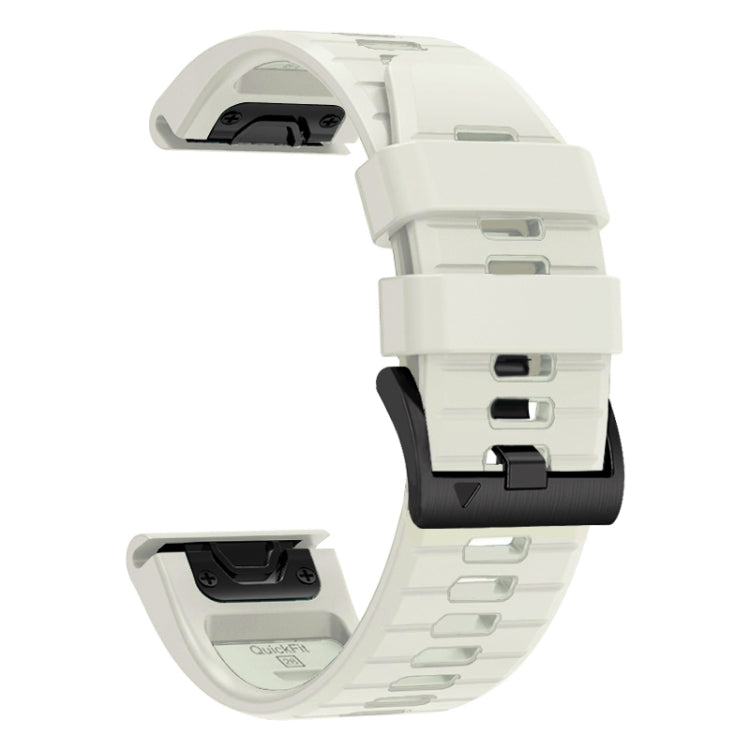 For Garmin Fenix 7X 26mm Solid Color Steel Buckle Silicone Quick Release Watch Band(Creamy White) - Watch Bands by PMC TechLife | Online Shopping South Africa | PMC TechLife