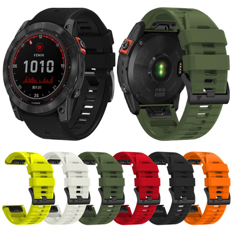 For Garmin Fenix 7X 26mm Solid Color Steel Buckle Silicone Quick Release Watch Band(Army Green) - Watch Bands by PMC TechLife | Online Shopping South Africa | PMC TechLife