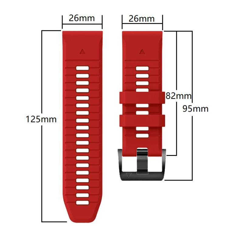 For Garmin Fenix 7X 26mm Solid Color Steel Buckle Silicone Quick Release Watch Band(Army Green) - Watch Bands by PMC TechLife | Online Shopping South Africa | PMC TechLife