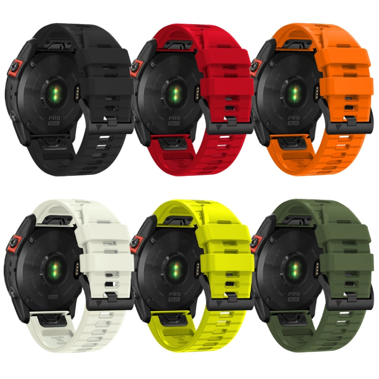 For Garmin Fenix 7X 26mm Solid Color Steel Buckle Silicone Quick Release Watch Band(Army Green) - Watch Bands by PMC TechLife | Online Shopping South Africa | PMC TechLife